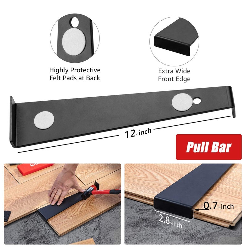 EZARC 64-Piece Laminate Wood Flooring Installation Kit with Reinforced Double-Faced Mallet, Heavy Duty Pull Bar, Tapping Block, Foam Kneepads and 60 Piece Spacers - Image 4